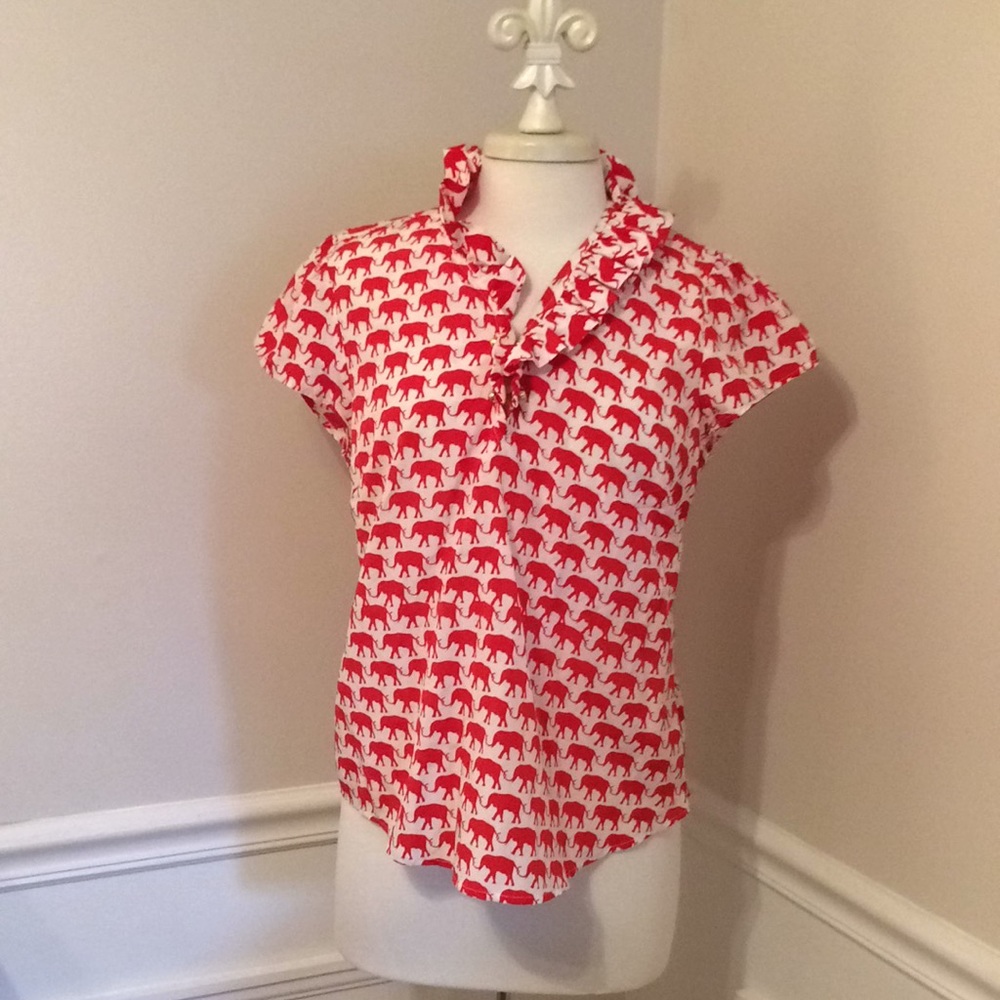 Elizabeth McKay Red Elephant Blouse- Size 10